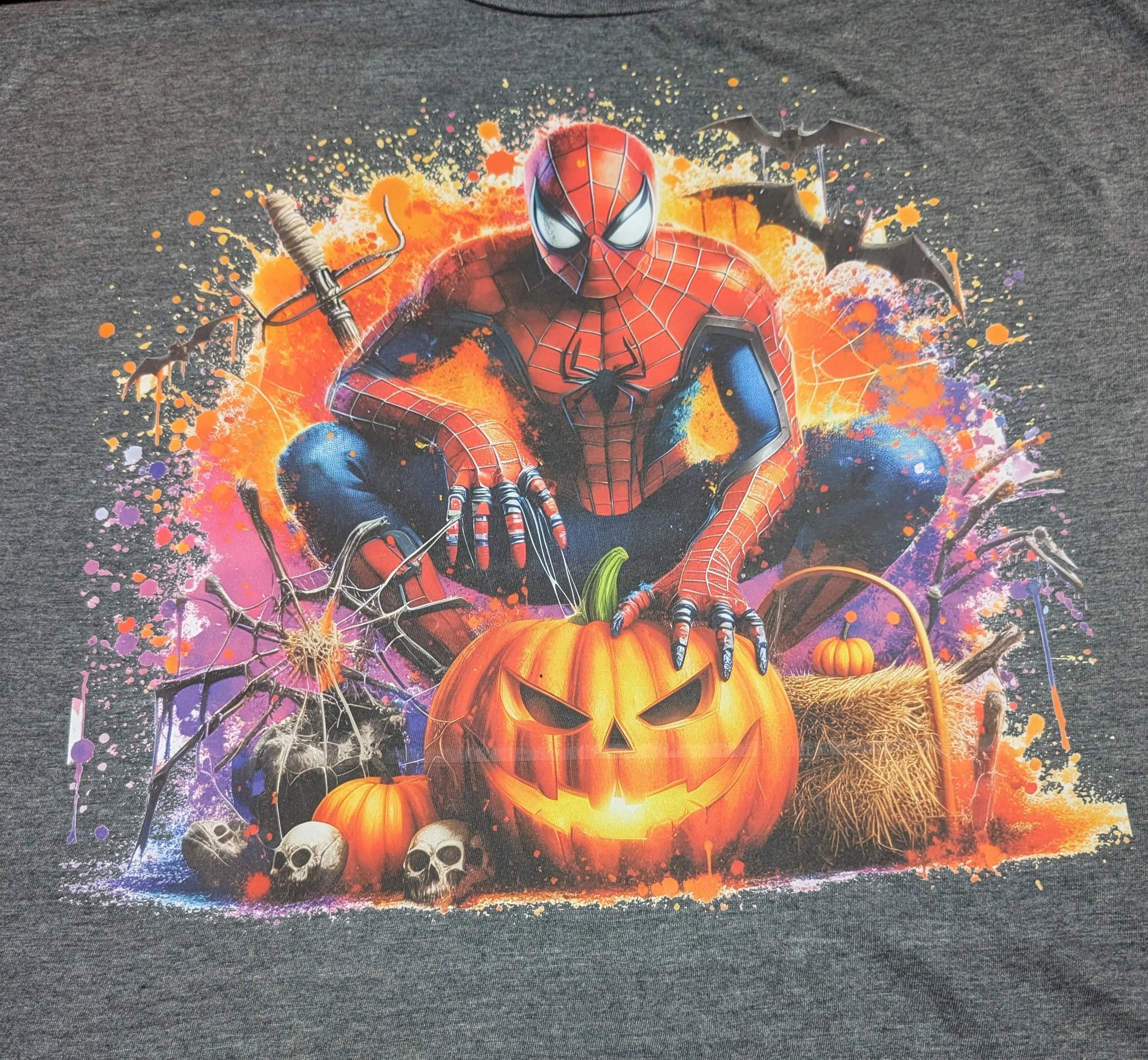 Spiderman Pumpkin Color Splash T shirt