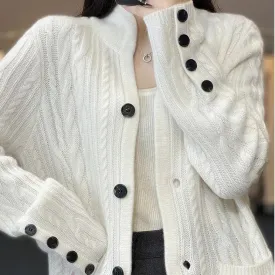 Style Pocket Knitted Wool Jacket