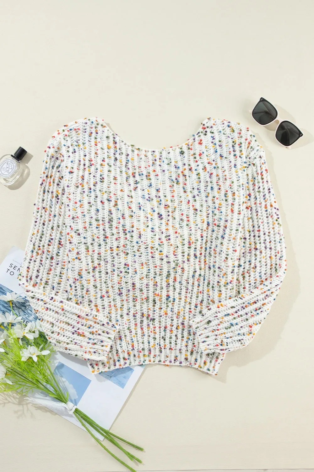 Twisted Confetti Boat Neck Sweater