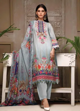 Unstitched Blue Cotton ladies suits Set