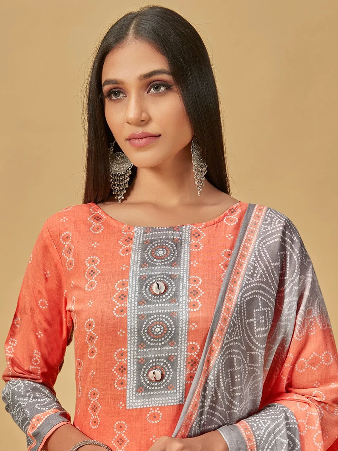 Unstitched Cotton Printed Suit with Dupatta for Ladies