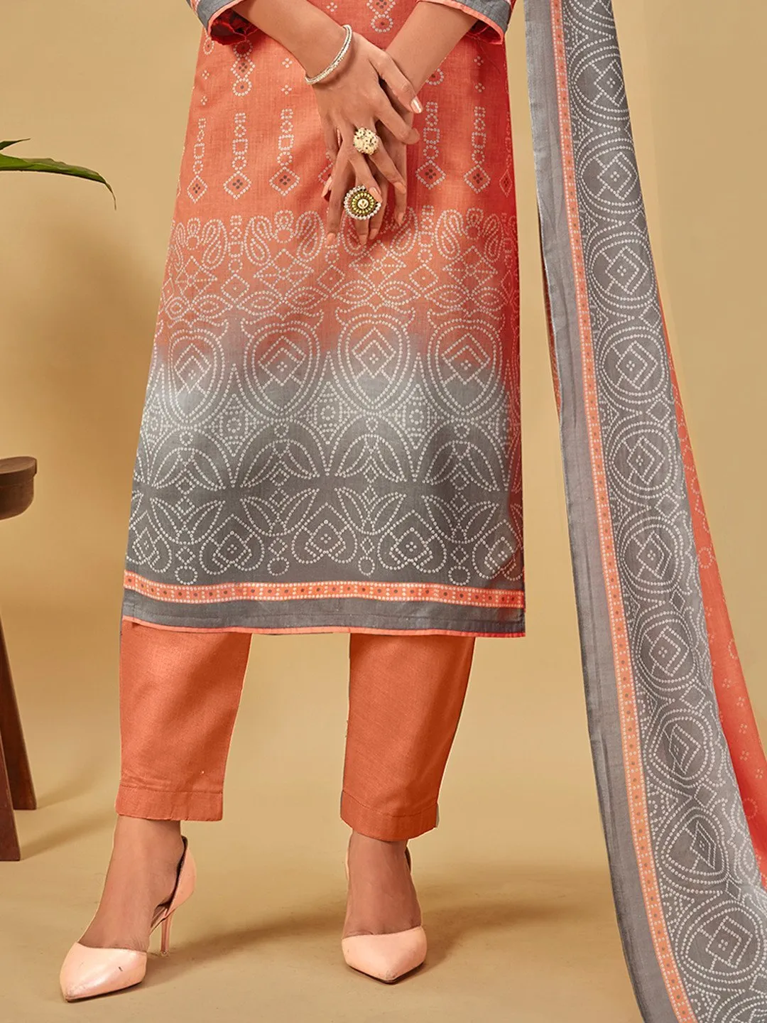 Unstitched Cotton Printed Suit with Dupatta for Ladies