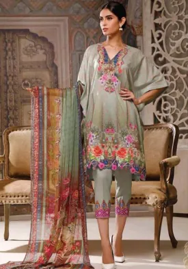 Unstitched Green Cotton ladies suits Set