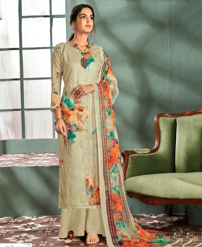 Unstitched Printed Ladies cotton Suits With Chiffon dupatta