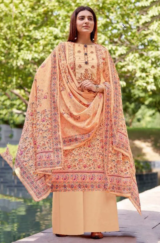 Unstitched Printed Ladies Cotton Suits With Self Embroidery