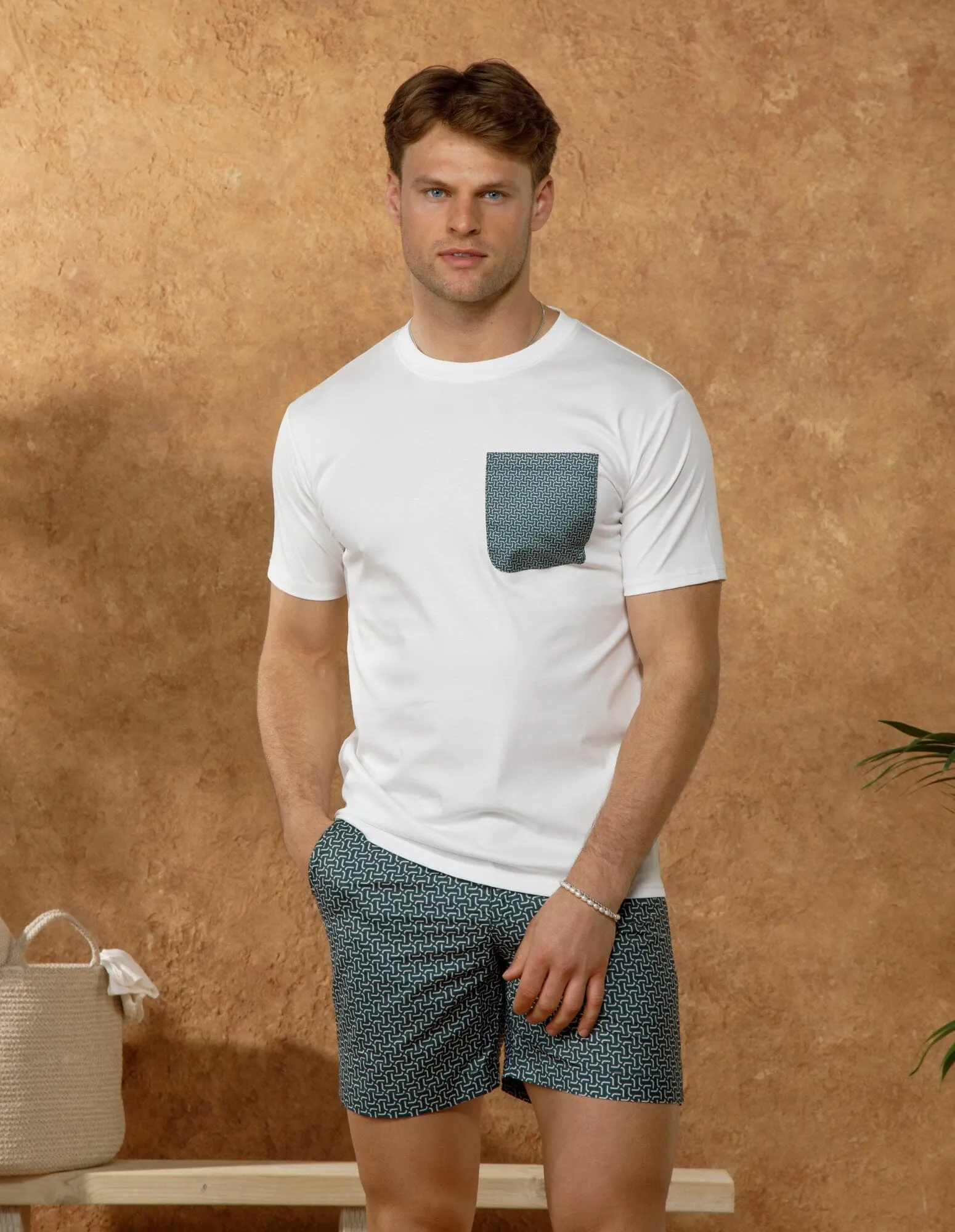 White/Green Chain Pocket T-Shirt