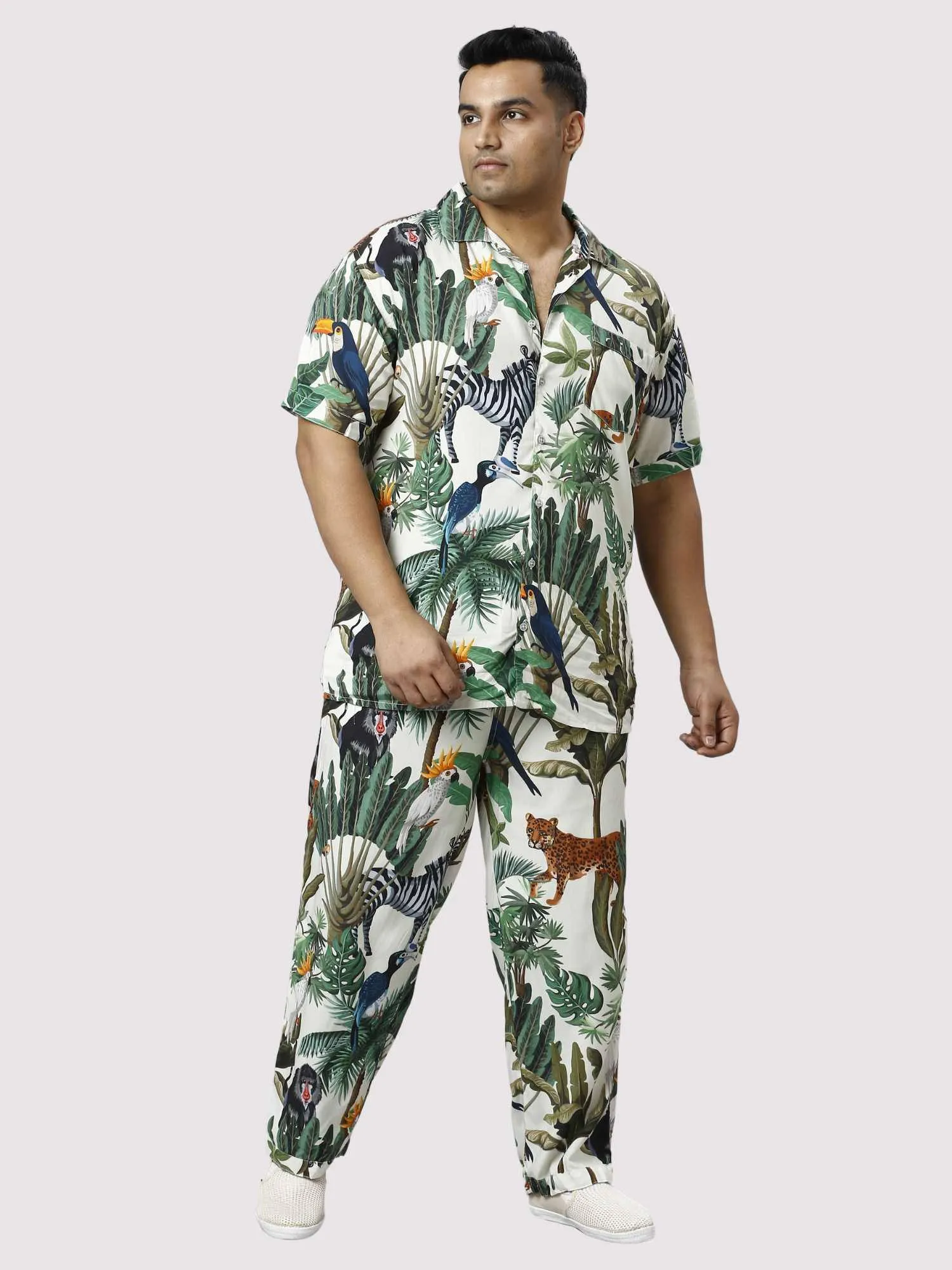 Wild Jungle Digital Printed Full Co-ords Set Men's Plus Size